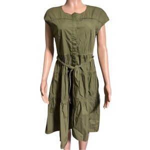 NWT ROSSO35 Women’s Olive Green Belted Midi Dress Made in Italy
